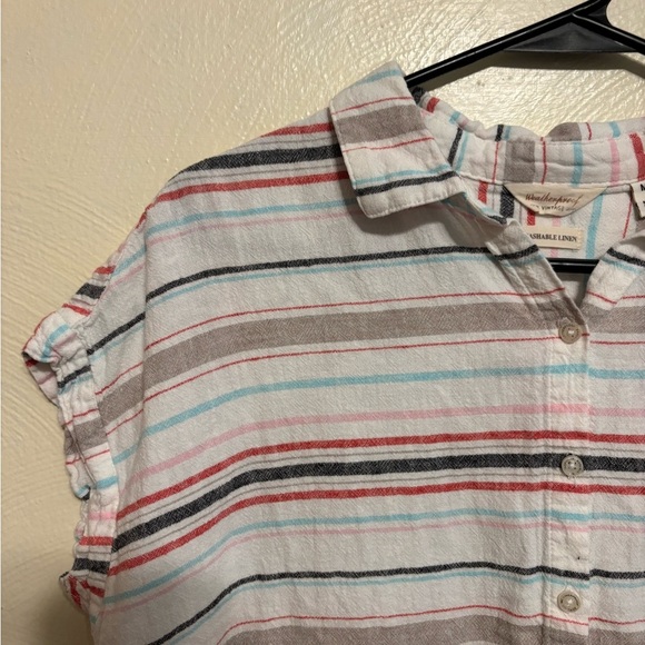 Weatherproof Striped Button-Down Shirt - Red, Blue, Gray - Picture 5 of 7